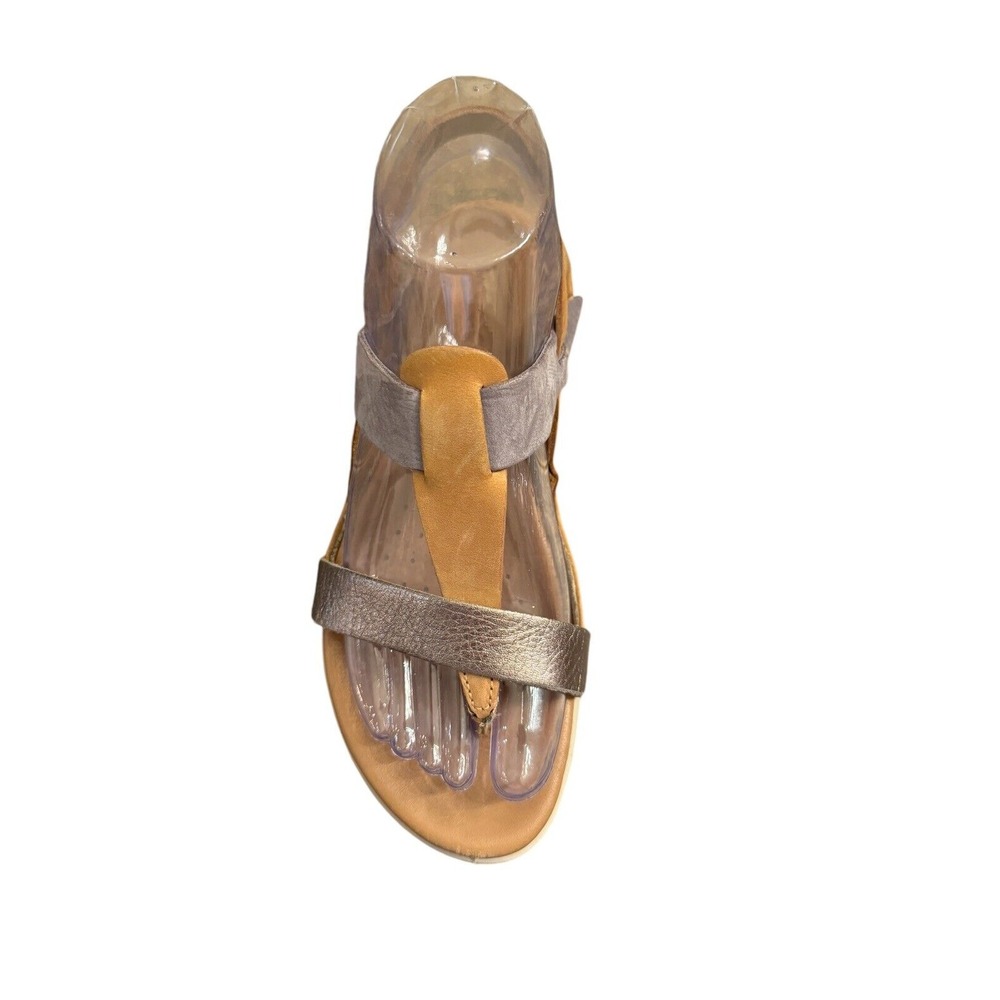Ecco‎ Flash Sandals Women 7M Shoes Brown Purple Leather T-Strap Slingback Thong